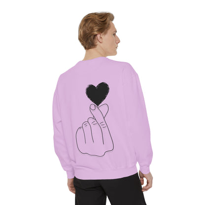 Unisex Garment-Dyed Sweatshirt with Heart Design - Cozy & Stylish
