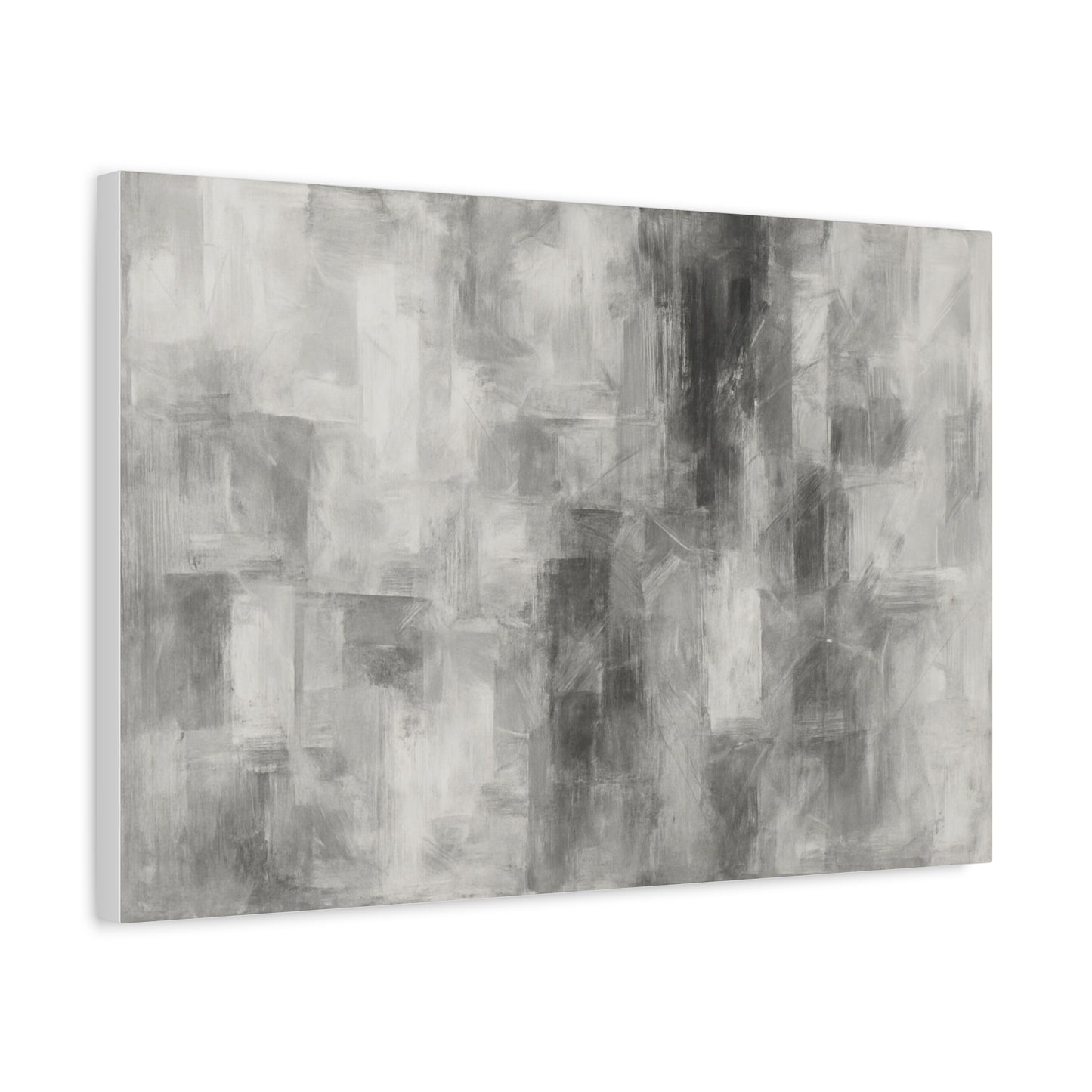 Abstract grey brushstroke canvas wall art by Printify, modern neutral matte stretched canvas for contemporary home decor.