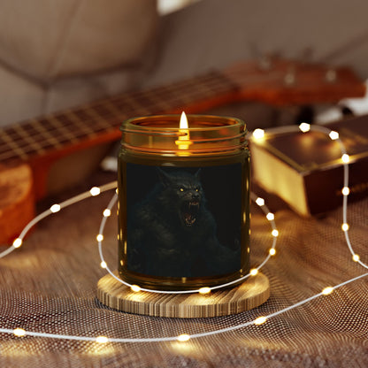 Soy Blend Candle — Coconut Apricot Wax, Black Cat Howl Artwork (4oz & 9oz)