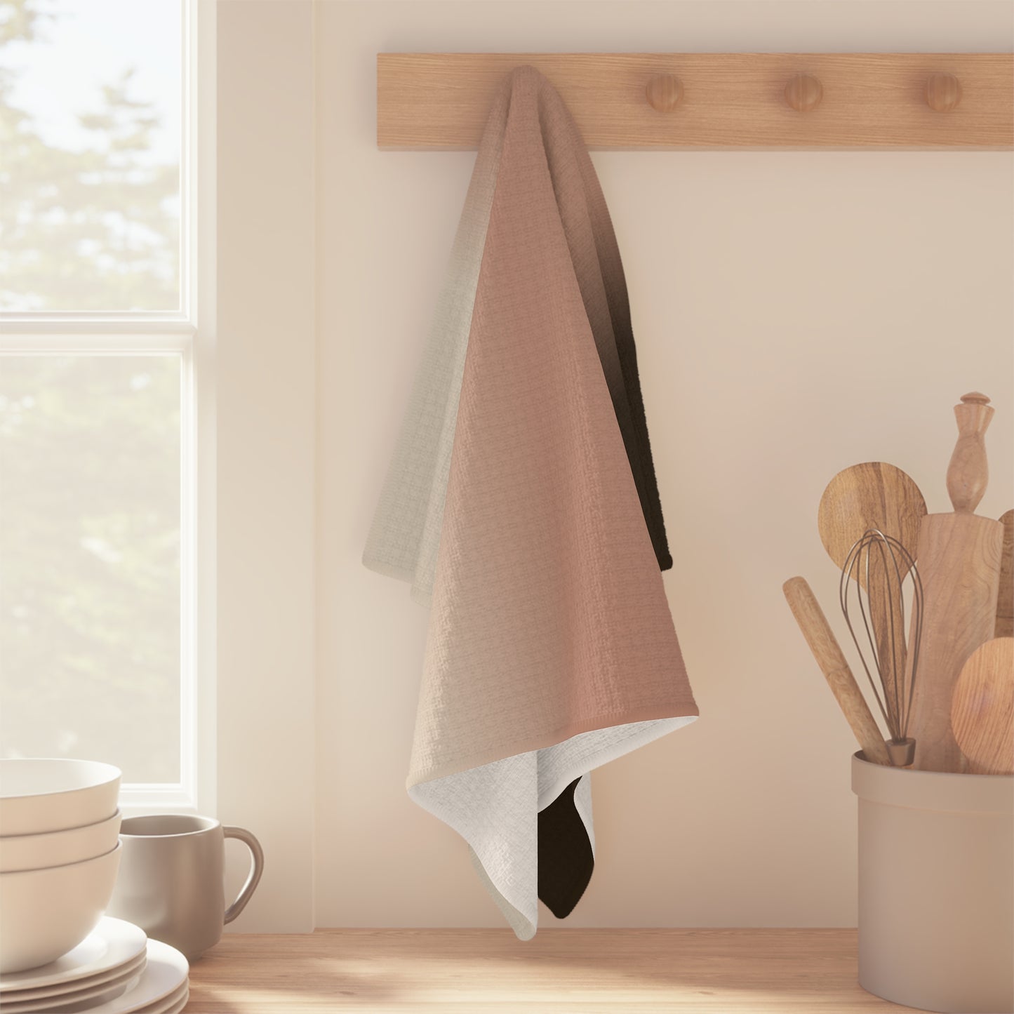 Neutral Gradient Ombre Microfiber Tea Towel | Blush to Charcoal