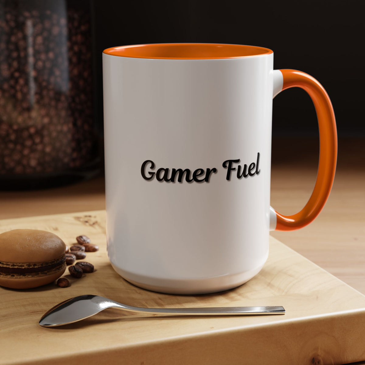 Printify Gamer Fuel coffee mug in 11oz or 15oz size featuring a bold gaming-themed design on a ceramic mug.