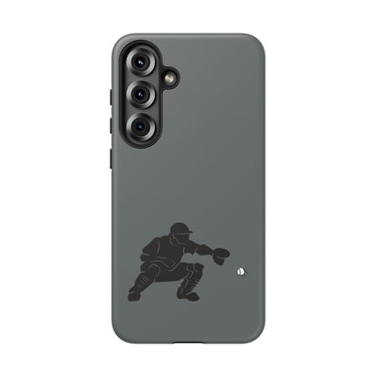 Printify baseball catcher phone case, tough protective cover for smartphones featuring a baseball catcher design.