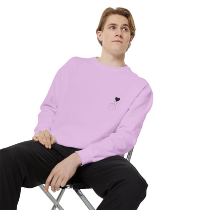 Unisex Garment-Dyed Sweatshirt with Heart Design - Cozy & Stylish