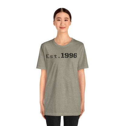 Unisex Jersey Tee - 'Est. 1996' Graphic Shirt, Birthday Gift, Casual Wear, Vintage Style, Retro Fashion, Gift for Him/Her - TRV