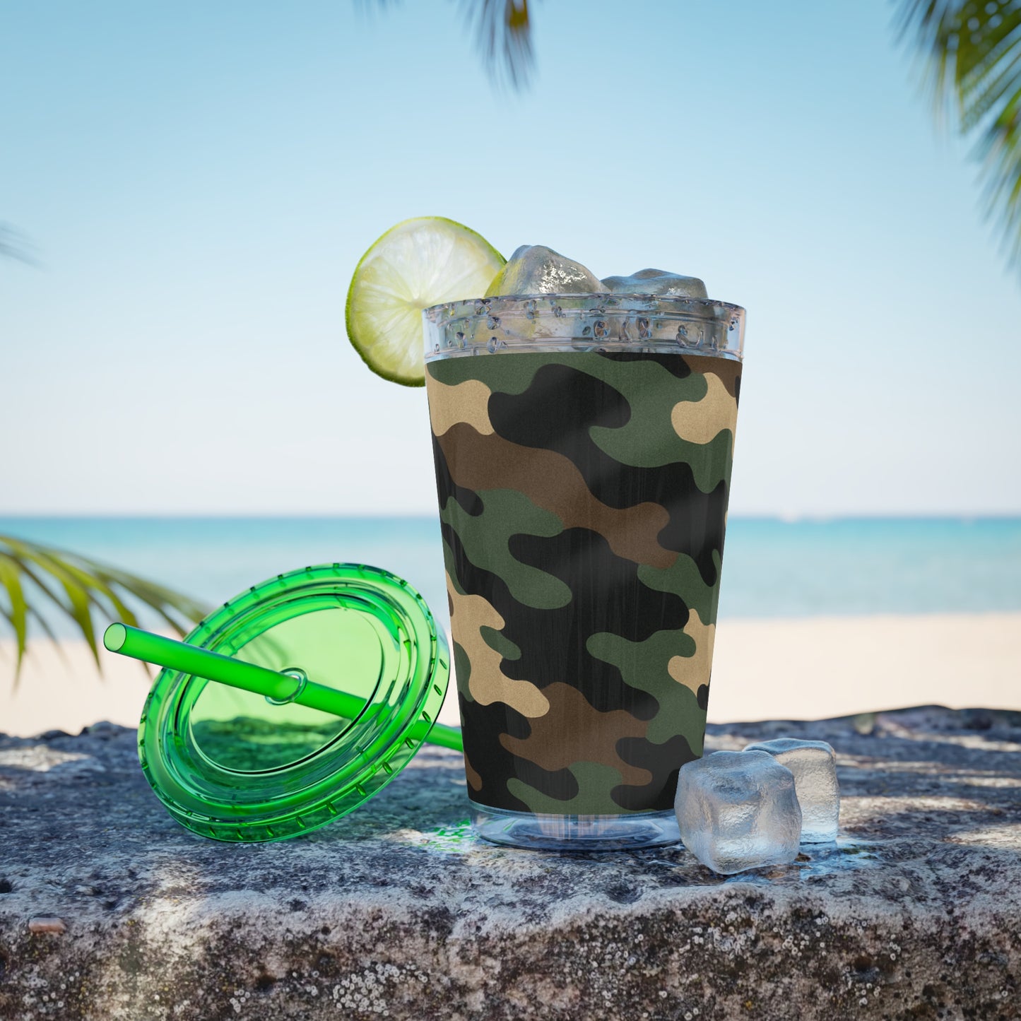 Stylish Camo Tumbler, 16oz Cup with Straw, Perfect for Outdoor Adventures, Gifts for Him, Travel Mug, Eco-friendly Drinkware, Camping
