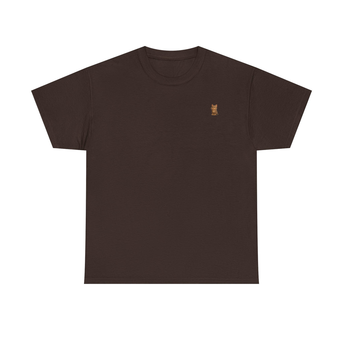Cute brown kitten graphic T-shirt for cat lovers by Printify, featuring a playful design on a comfortable cotton tee.