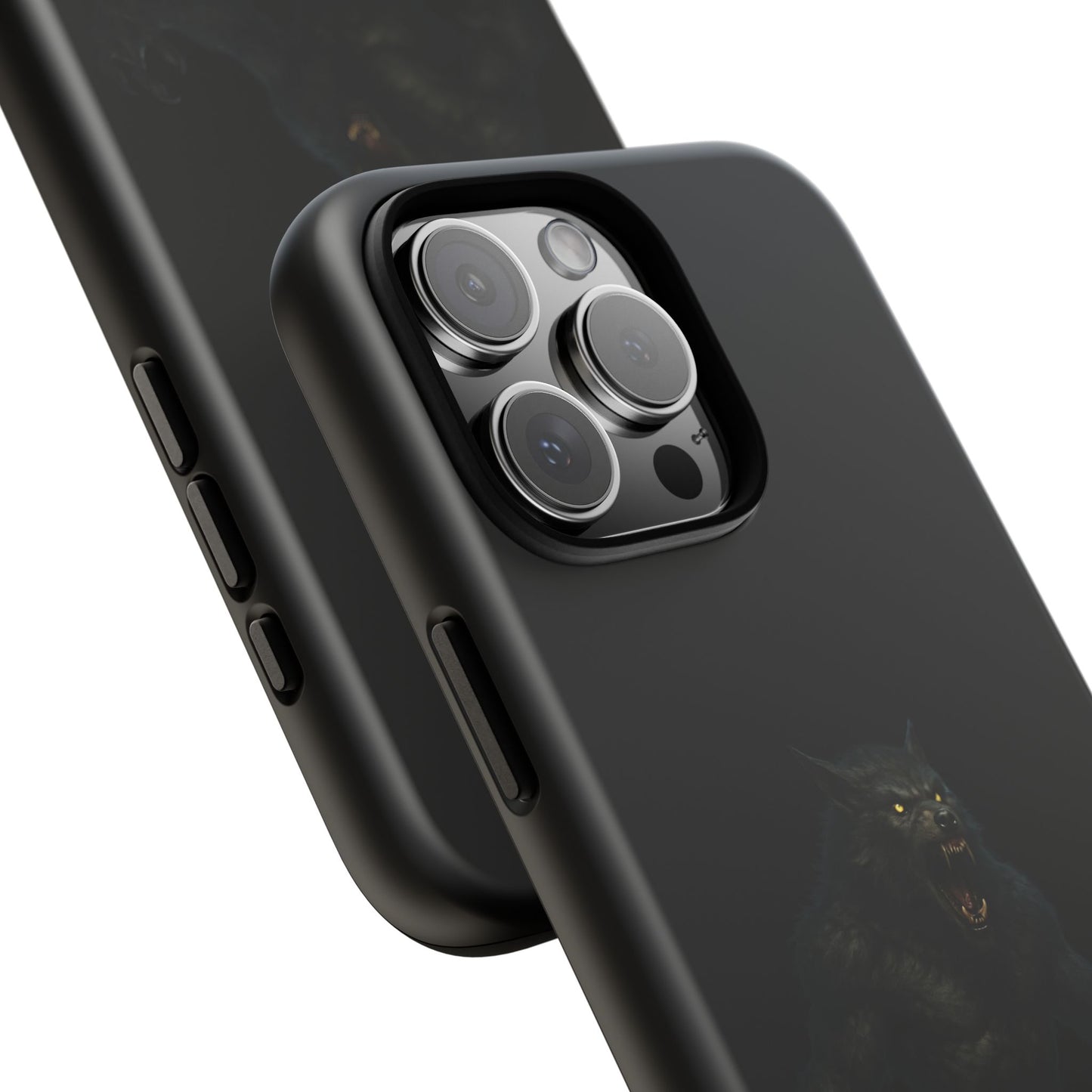 Werewolf phone case with dark monster graphic, tough protective design for smartphones by Printify.