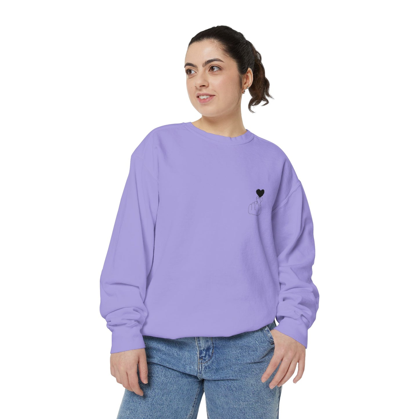 Unisex Garment-Dyed Sweatshirt with Heart Design - Cozy & Stylish