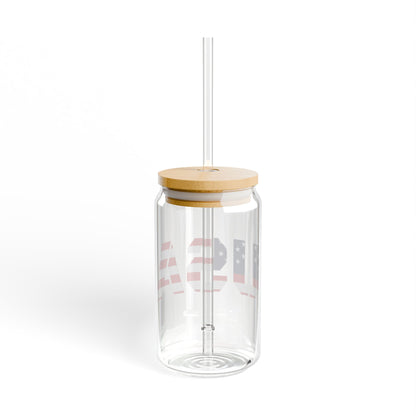 Patriotic USA Sipper Glass, 16oz — American Flag Straw Tumbler