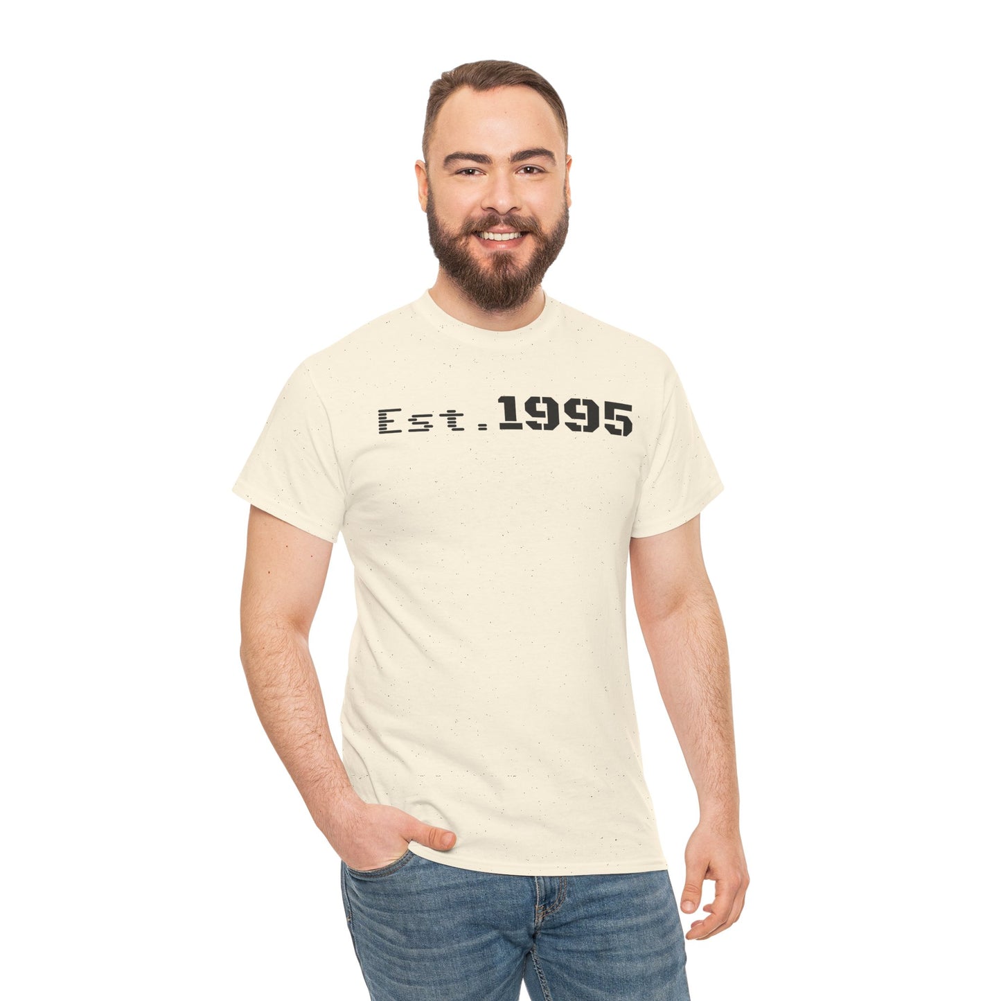 Unisex Heavy Cotton Tee - Est. 1995, Vintage Birthday Gift, Customizable Tee, Retro Unisex Shirt, Casual Everyday Wear