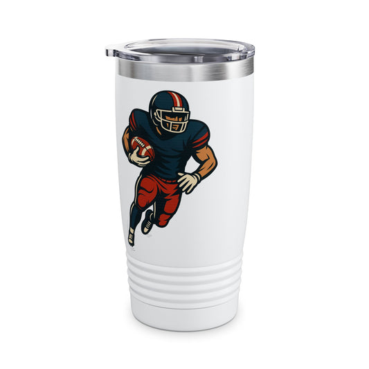 20oz American football player tumbler with NFL-themed design, personalized sports fan travel mug for men