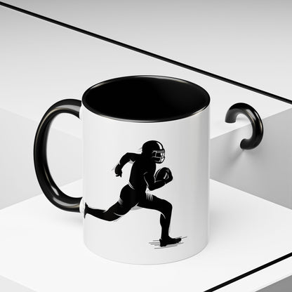 Football Player Themed Accent Coffee Mug, Sports Fan Gift, Unique Mug for Athletes, Coffee Lover, Game Day Essential - TRV