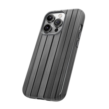 Ribbed metal texture phone case for iPhone, tough protective cover by Printify with a sleek, durable design.