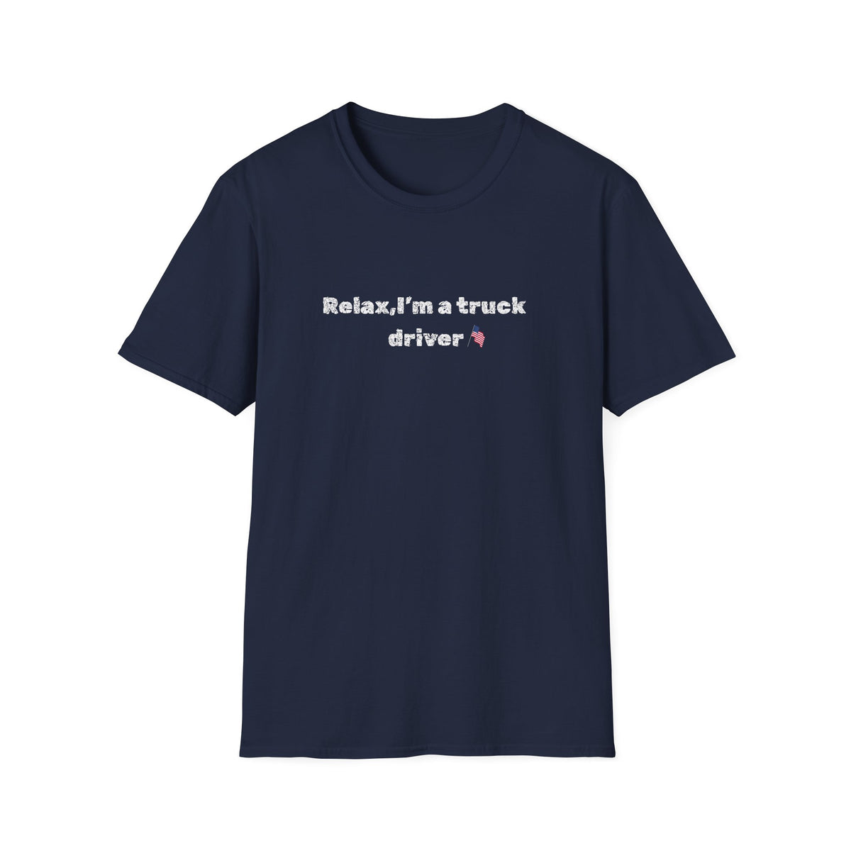 Pink heart graphic on a humorous "Relax, I'm a Truck Driver" T-shirt by Printify, featuring casual trucker style and comfortable fit.