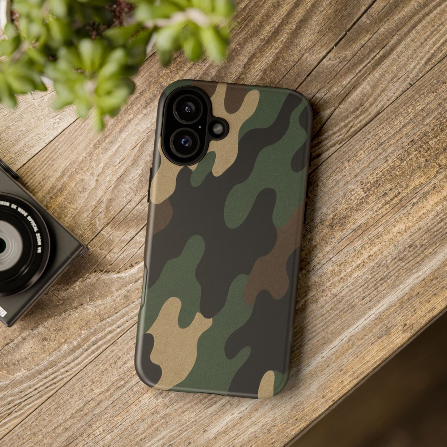 Rugged military green camo phone case by Printify, protective cover for smartphones with tough, durable design.