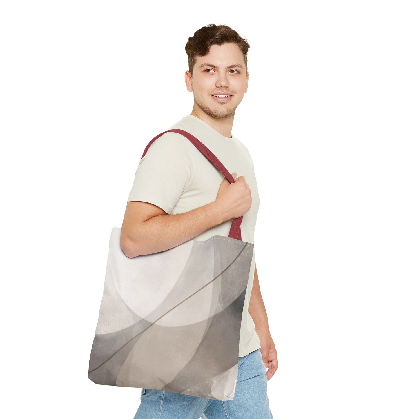 Neutral Abstract Watercolor Waves Tote Bag | All-Over Print