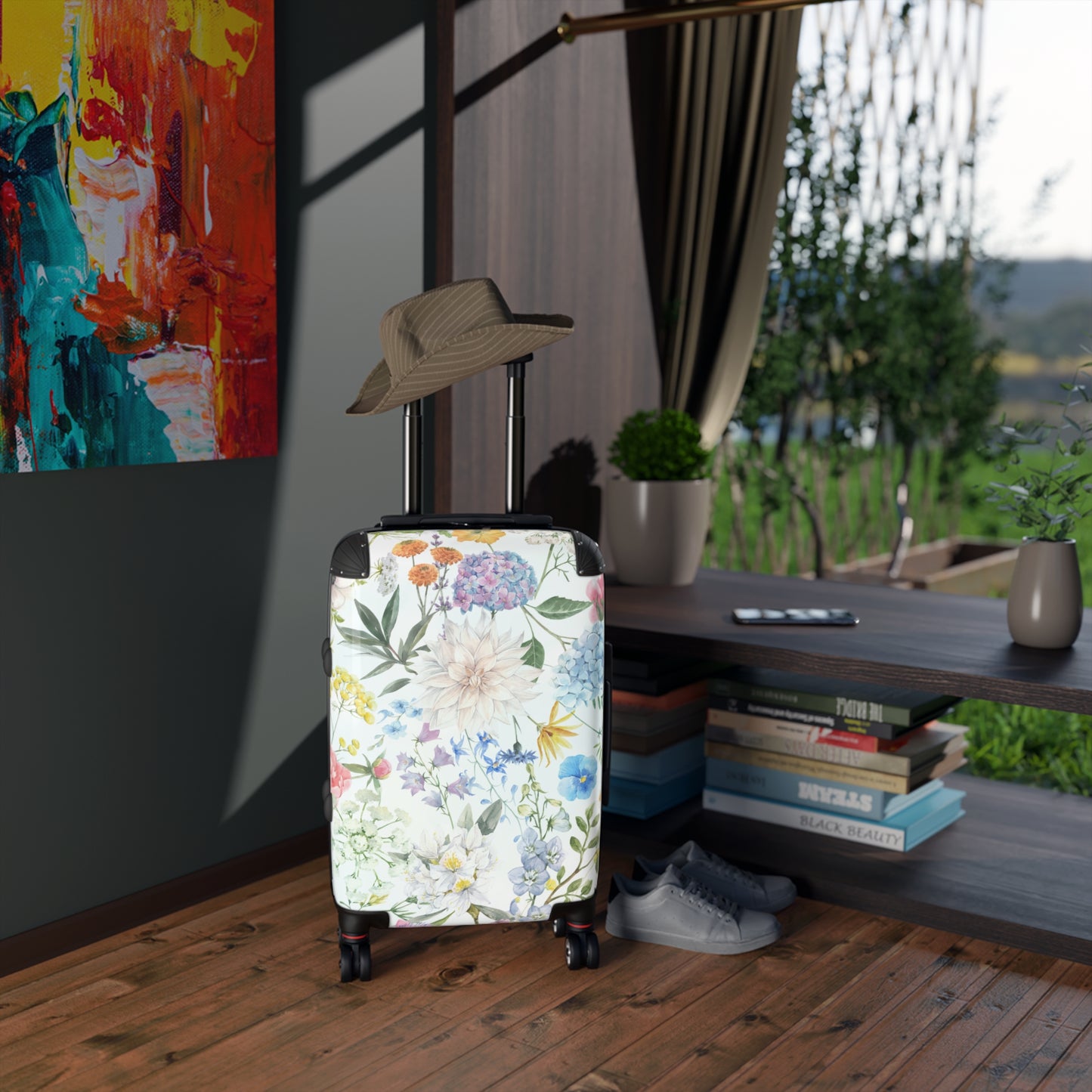 Floral Watercolor Suitcase – Lightweight Carry-On Luggage with Pastel Garden Print