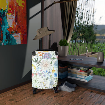 Floral Watercolor Suitcase – Lightweight Carry-On Luggage with Pastel Garden Print