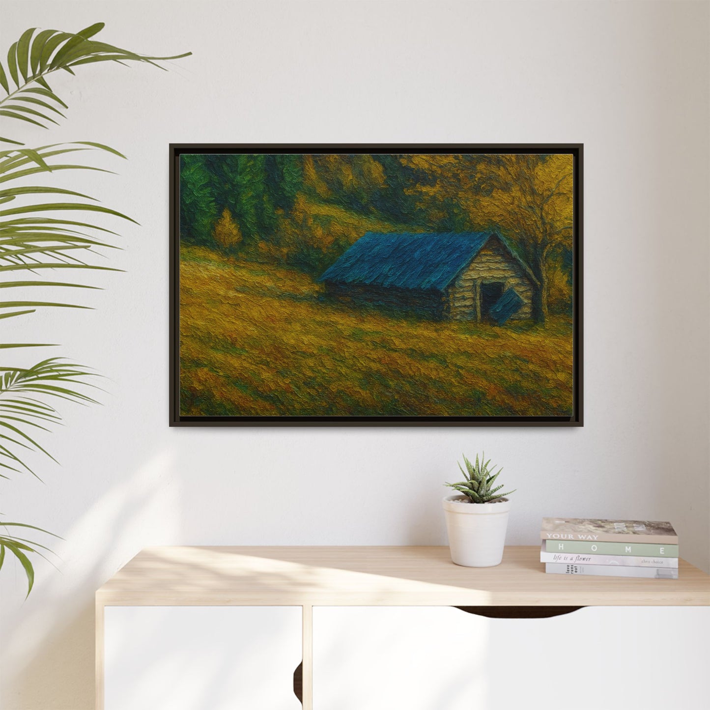 Framed Matte Canvas Print, Rustic Artwork, Farmhouse Decor, Nature Wall Art, Gift for Home, Autumn Decor, Landscape Painting