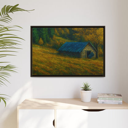 Framed Matte Canvas Print, Rustic Artwork, Farmhouse Decor, Nature Wall Art, Gift for Home, Autumn Decor, Landscape Painting