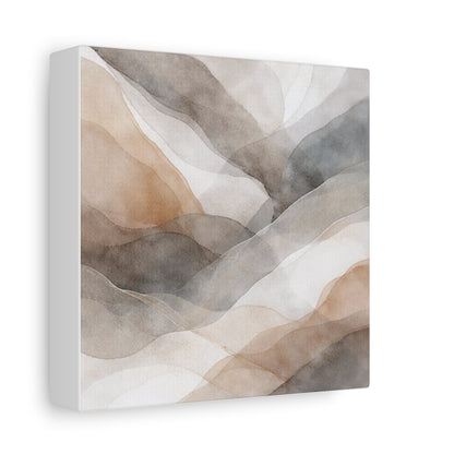Neutral Abstract Watercolor Waves Canvas
