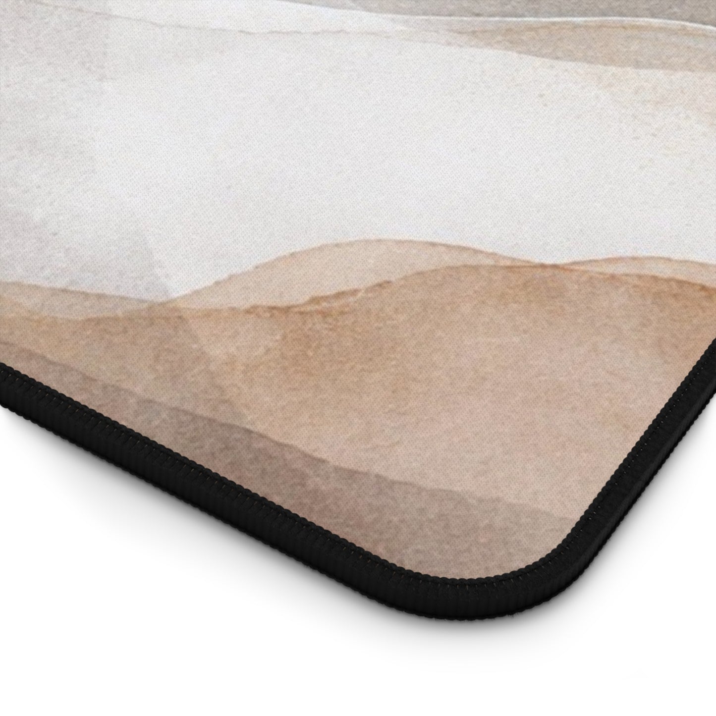 Neutral Watercolor Waves Desk Mat | Abstract Beige Gray Mouse Pad