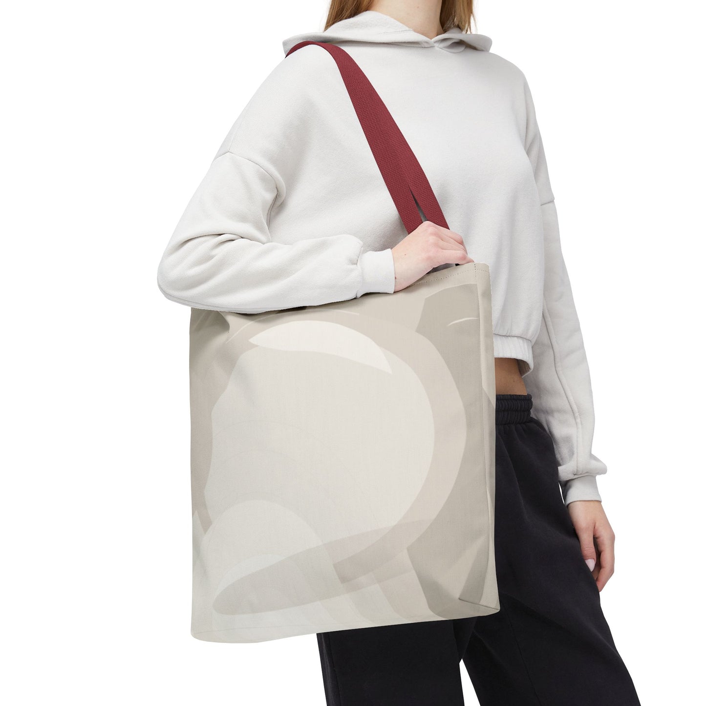 Neutral Abstract Circle Pattern Tote Bag | Minimal Beige AOP Canvas
