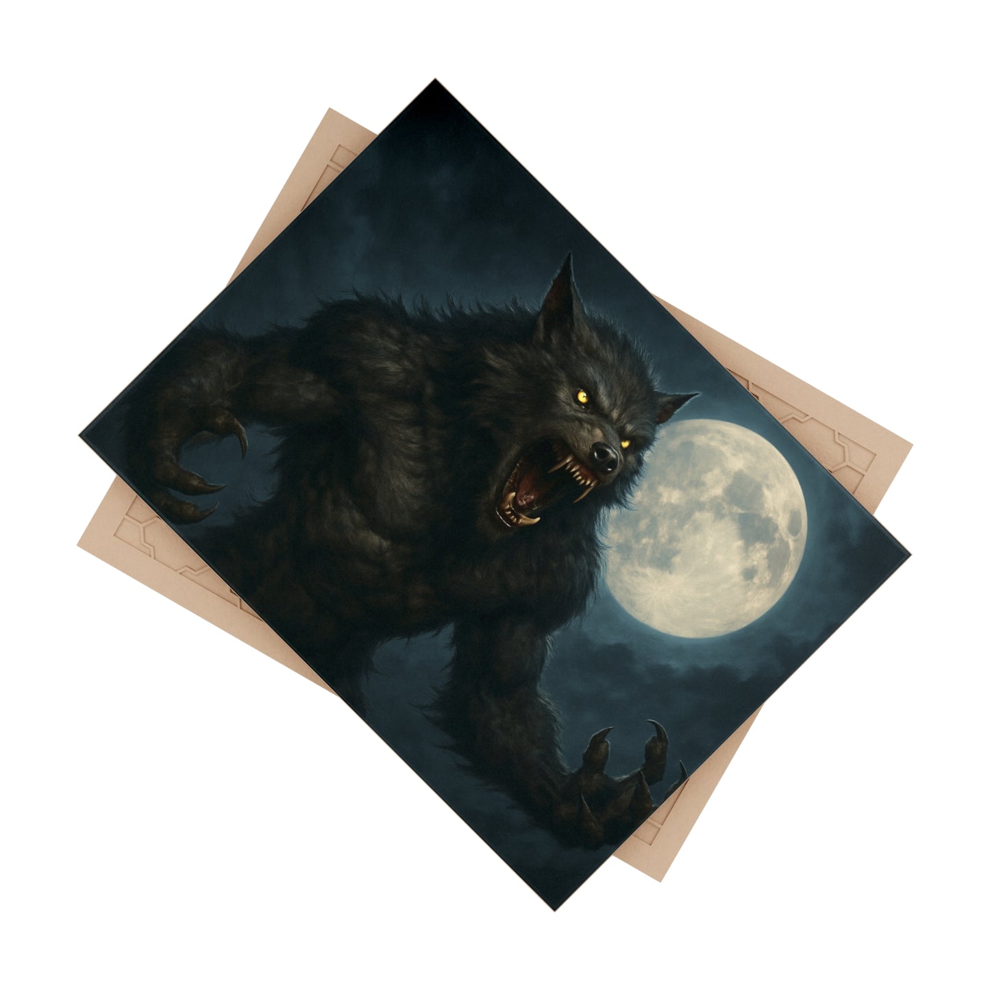 Werewolf Ceramics Decor, Unique Wolf Moon Tile, Gothic Home Accents, Halloween Gift, Dark Art Decoration, Spooky Wall Art - TRV