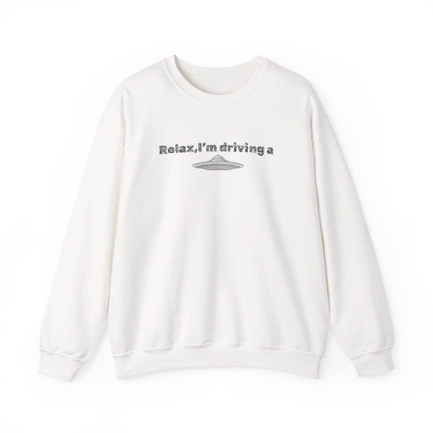 Relaxing UFO Driving Sweatshirt, Funny Gift for UFO Lovers, Unisex Crewneck Pullover, Casual Wear, Space Enthusiast Apparel