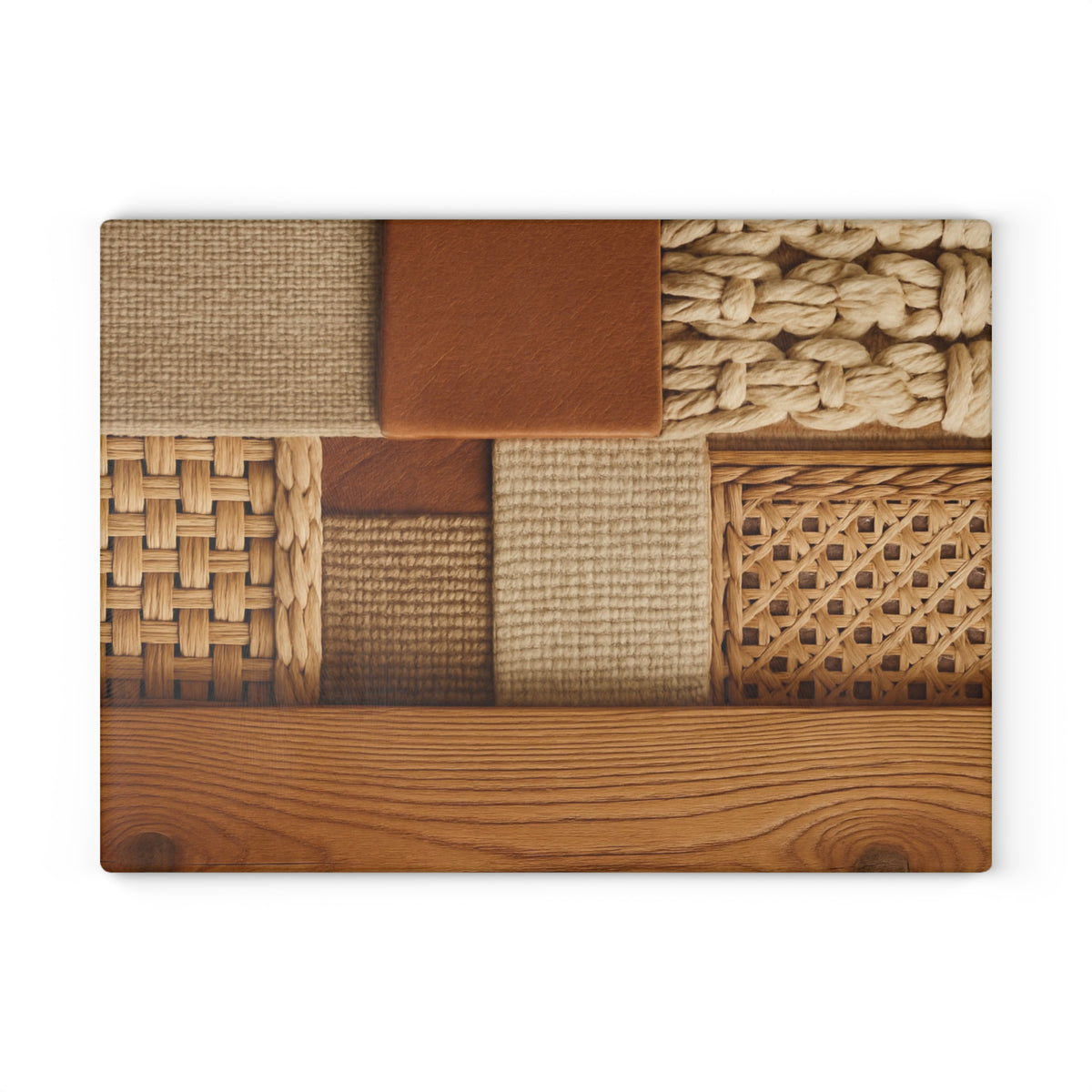 Woven Texture Glass Cutting Board – Rustic Boho Kitchen Decor