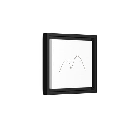 Minimalist mountain line art on framed matte canvas by Printify, featuring simple mountain outlines in modern wall art style.