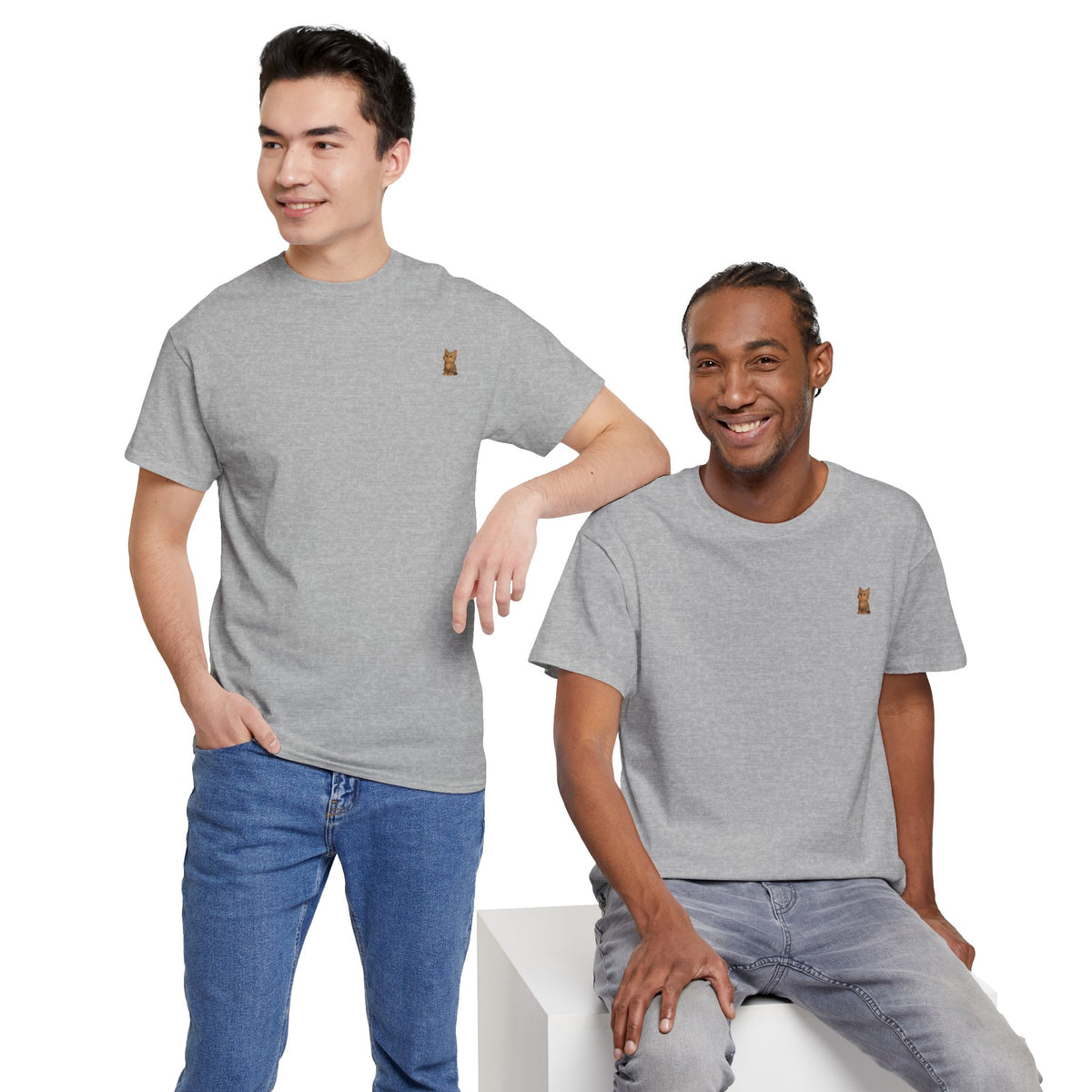 Brown kitten graphic cat lover T-shirt by Printify featuring a cute feline design on a casual tee.
