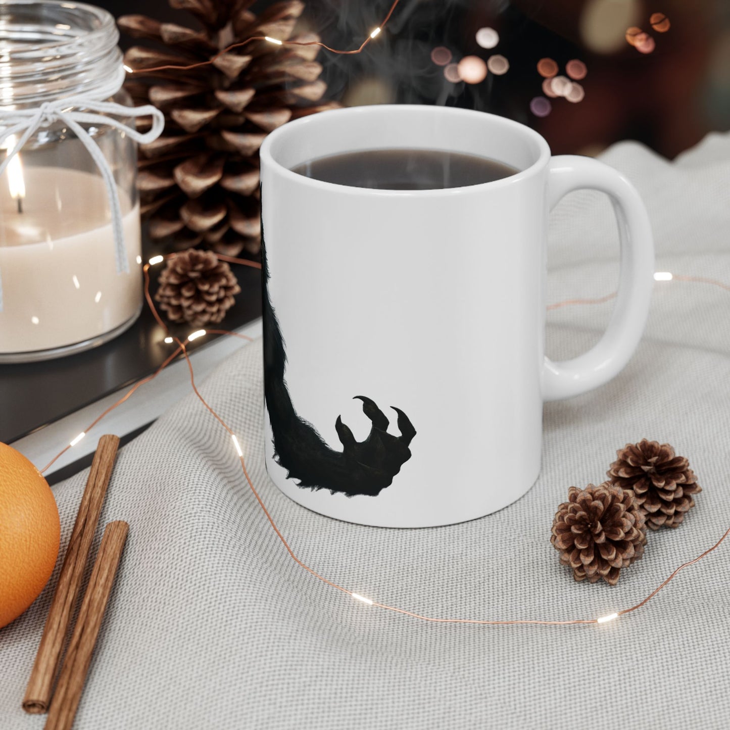 Werewolf Graphic Ceramic Mug, Unique Gift for Animal Lovers, Halloween Decor, Coffee Cup, 11oz 15oz Sizes Available