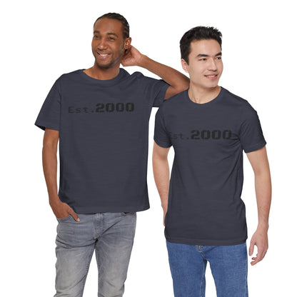Retro pixel T-shirt celebrating 2000 birth year, printed by Printify, featuring a vintage-inspired design.