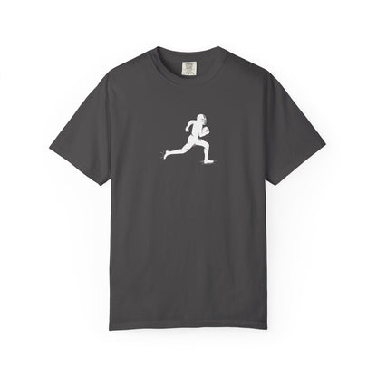 Sporty Unisex Garment-Dyed T-Shirt with Football Player Graphic, Activewear, Casual Wear, Gift for Runners, Fitness Apparel, Everyday Style