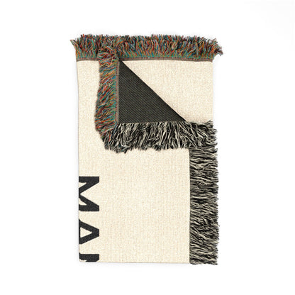 Custom woven blanket by Printify featuring a personalized design, soft woven texture, and vibrant colors.