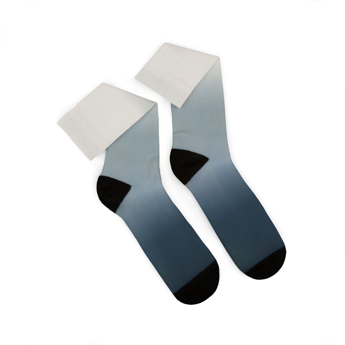 Blue Gray Ombre Sublimation Socks | Gradient Crew Socks