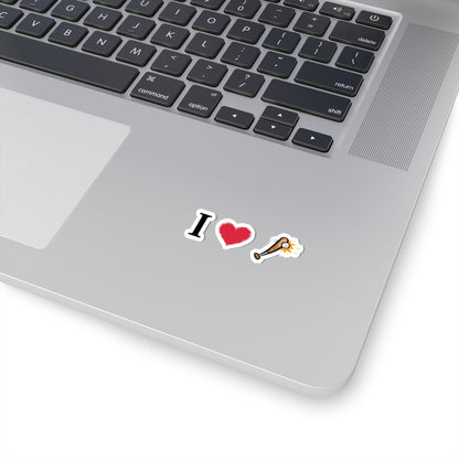 I Heart Baseball Bat Sticker — Kiss-Cut Baseball Love Decal