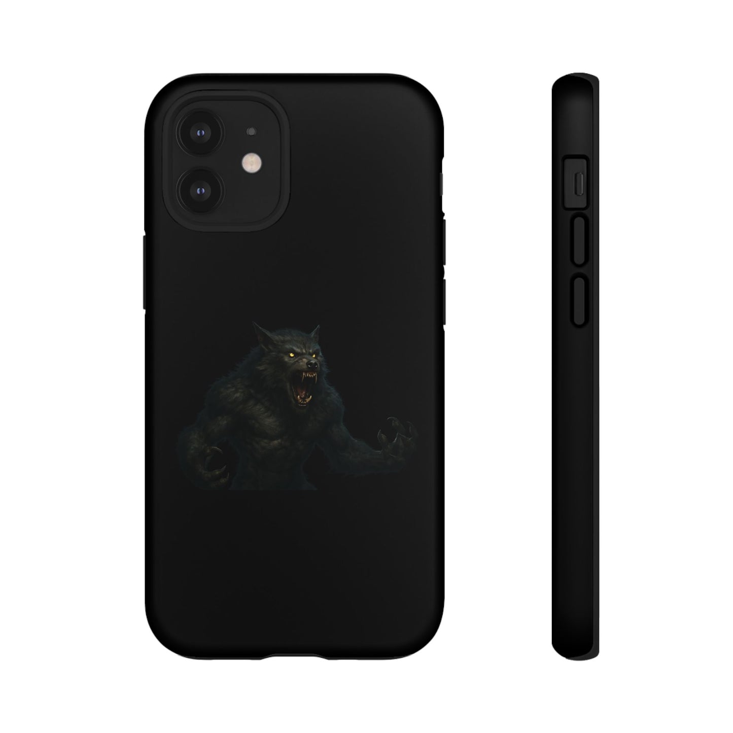 Werewolf phone case with dark monster graphic, tough protective design, fits smartphones for a bold, edgy look.