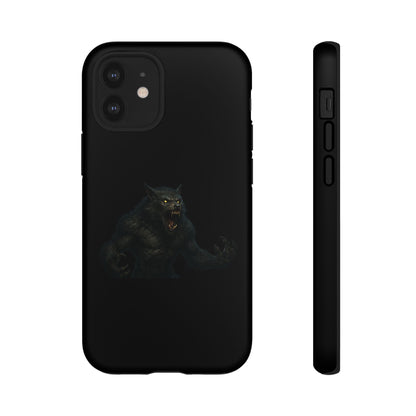 Werewolf phone case with dark monster graphic, tough protective design, fits smartphones for a bold, edgy look.