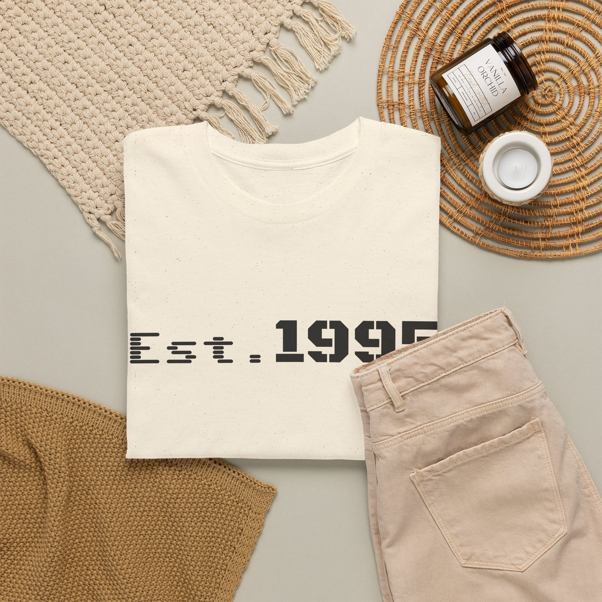 Vintage minimalist Est. 1995 T-shirt by Printify featuring a simple birthday design on a casual cotton tee.