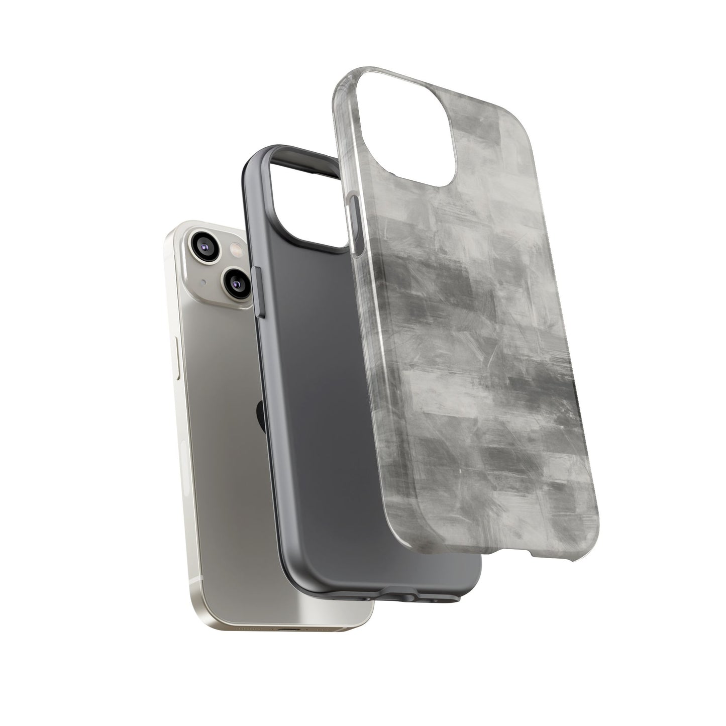 Abstract gray grid phone case for iPhone, tough protective cover by Printify featuring modern geometric design.