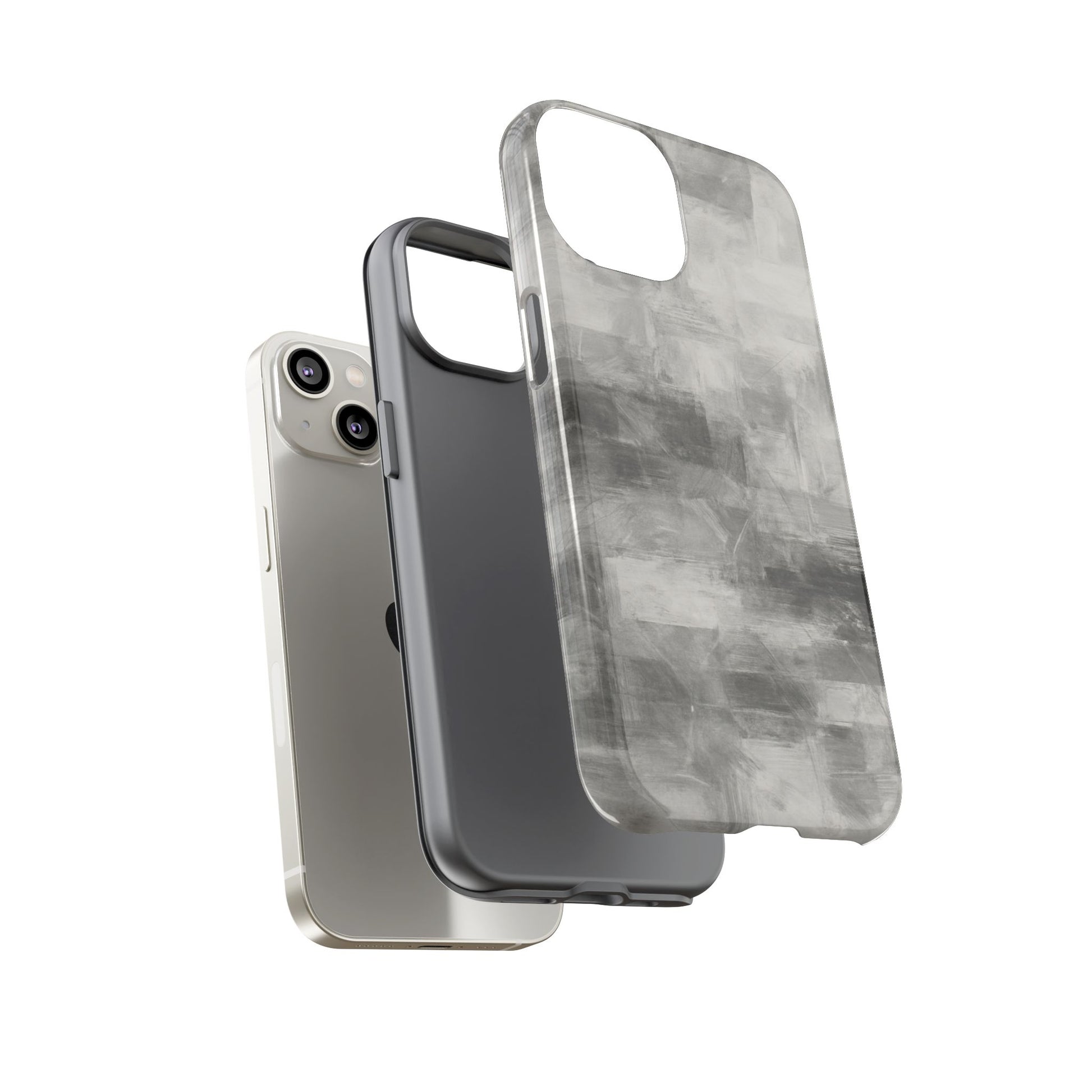 Abstract gray grid phone case for iPhone, tough protective cover by Printify featuring modern geometric design.