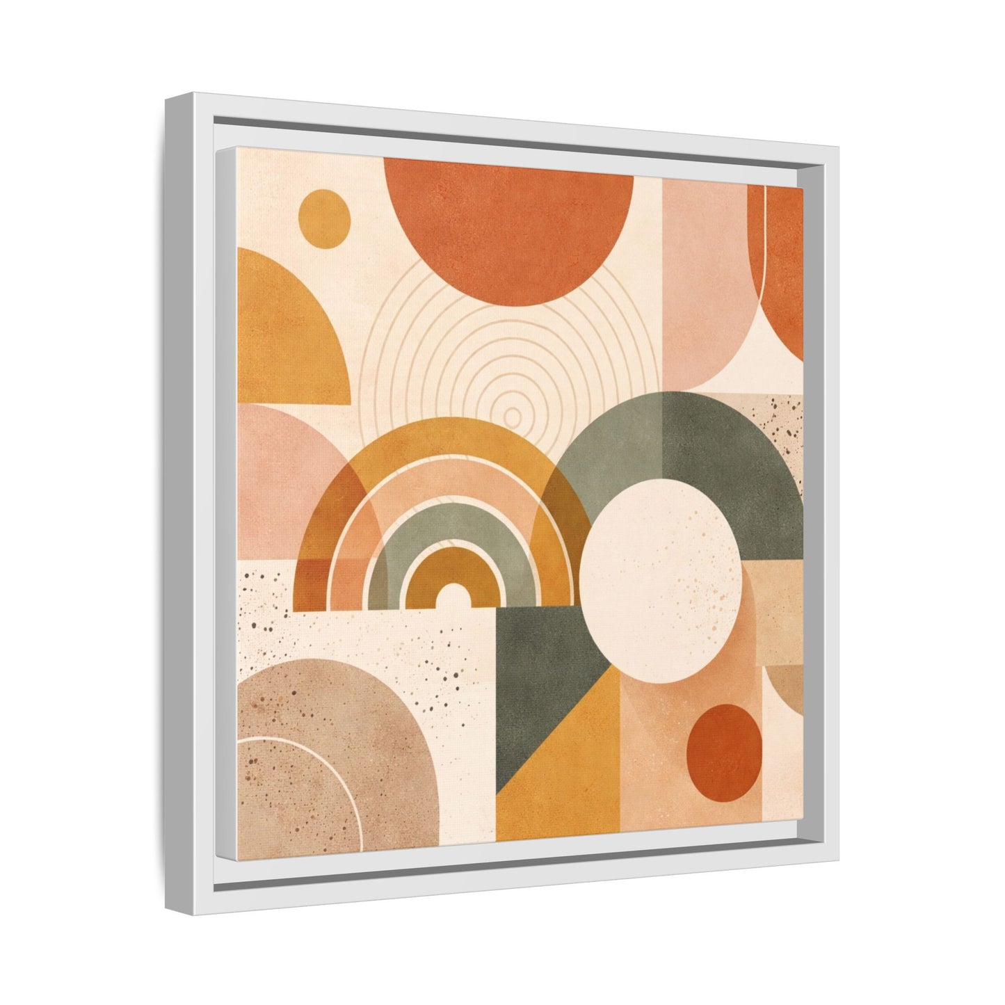 Abstract Terracotta Geometric Rainbow Matte Canvas Framed