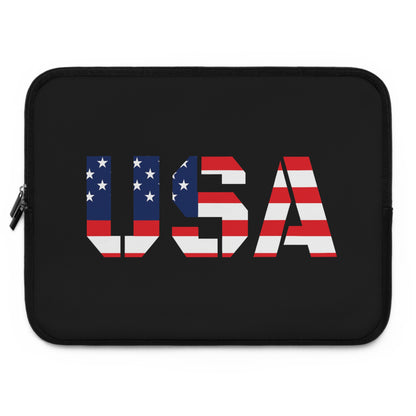 Patriotic Laptop Sleeve, Independence Day Tech Case, USA Flag Electronics Pouch, Work or School Accessory, Holiday Gift, 4th of July Cover - TRV