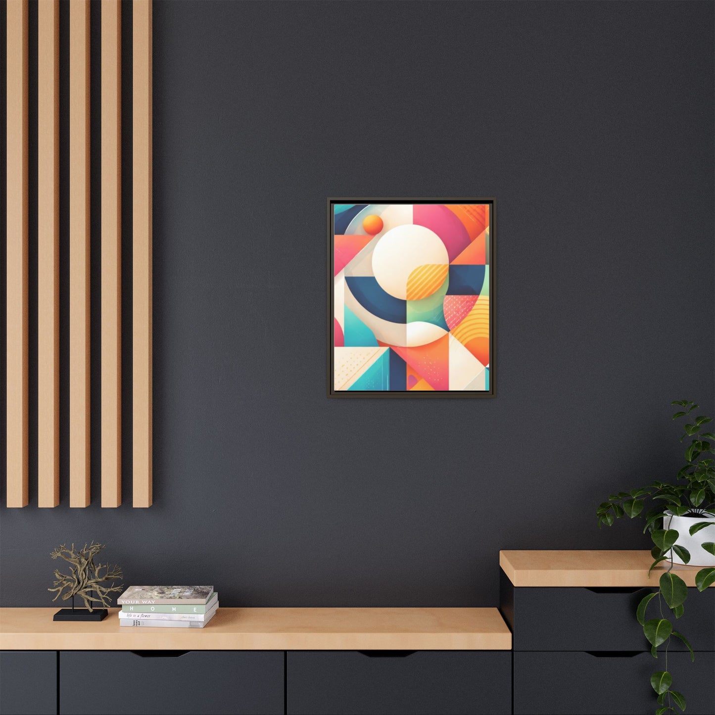 Colorful Geometric Abstract Art Matte Canvas Framed