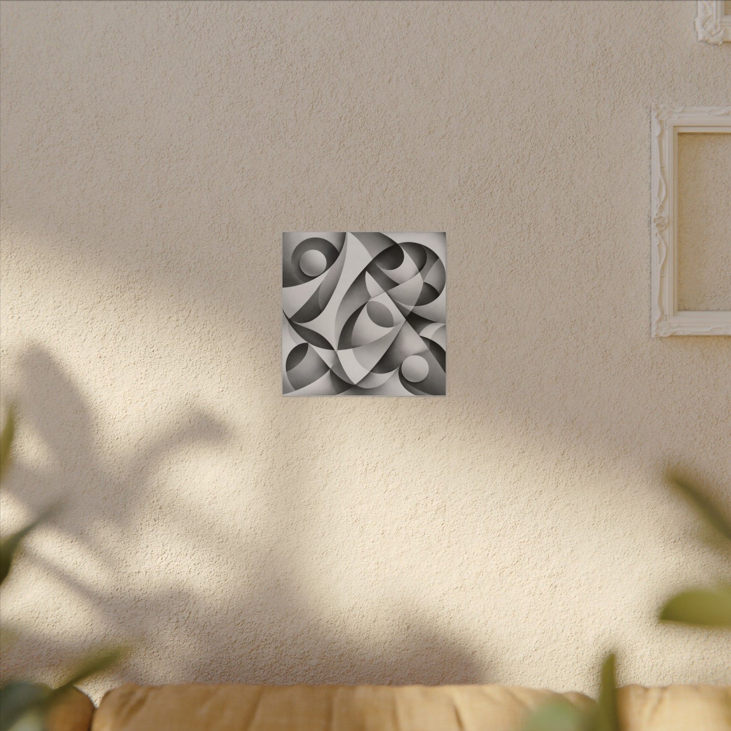 Monochrome Abstract Geometric Art Matte Canvas