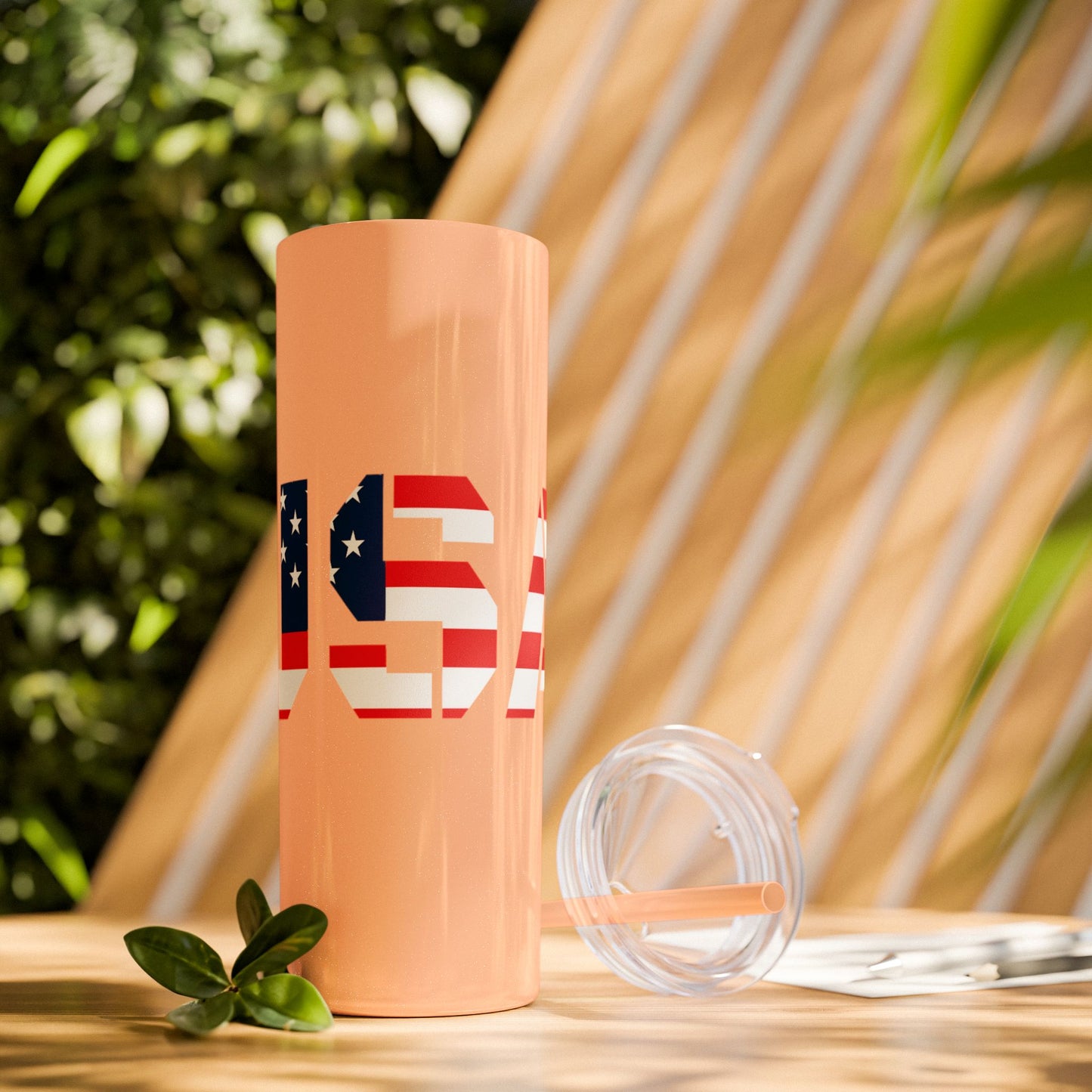 Skinny Tumbler — USA Flag 20oz Straw Tumbler (Patriotic Travel Cup)