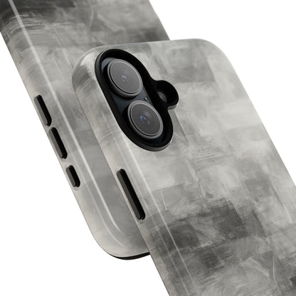 Abstract gray grid phone case for iPhone, durable protective cover with modern geometric design by Printify.