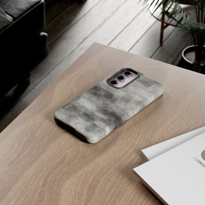 Abstract gray grid phone case for iPhone, tough protective cover with modern geometric design by Printify.